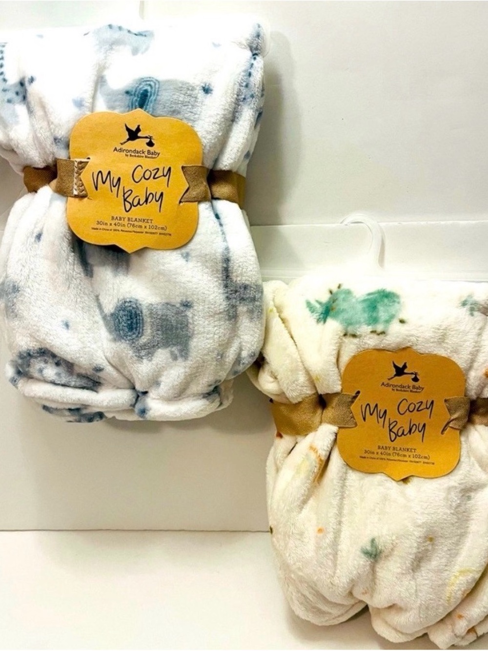 Adirondack Baby by Berkshire My Cozy Baby Lot of 2 Baby Blankets Elephant Lion